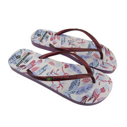 Damesstrandslipper Brasileras bordeauxrode kleur rubberzool