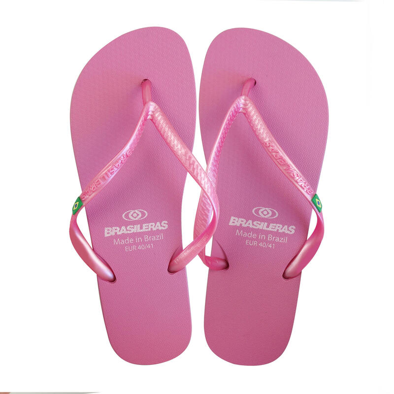 BRASILERAS Damen Flip Flops für den Strand in rosa mit Gummisohle