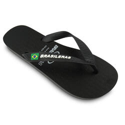 Unisex strandslippers Brasileras zwarte kleur antislip rubberen zolen