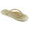 BRASILERAS Damen Strand Flip Flops in Gold Farbe mit Gummisohle