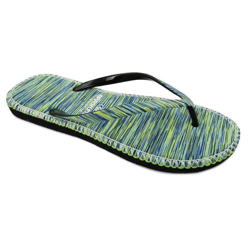 Strandslippers voor dames in groen met rubberen zolen