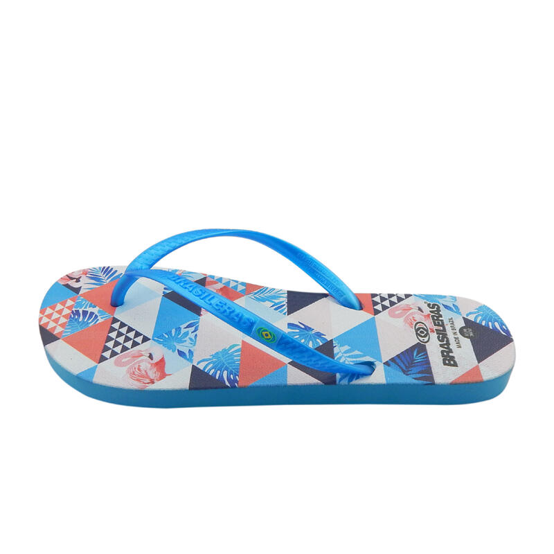 BRASILERAS Damen Strand Flip Flop in hellblau Gummisohle