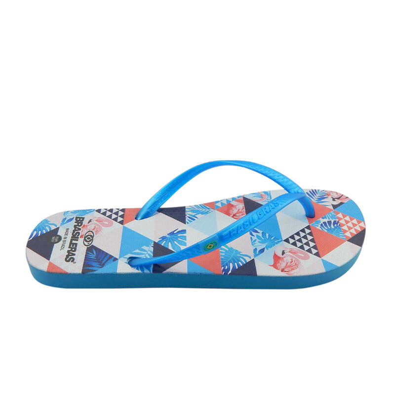 BRASILERAS Damen Strand Flip Flop in hellblau Gummisohle