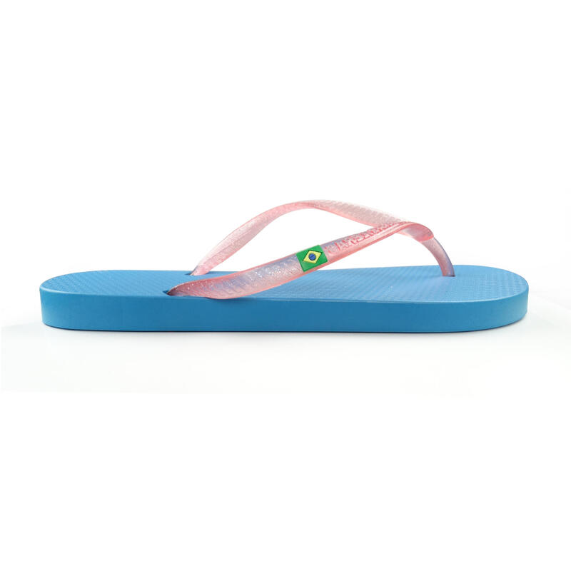 BRASILERAS Damen Flip Flops für den Strand in hellblau und rosa mit Gummisohle