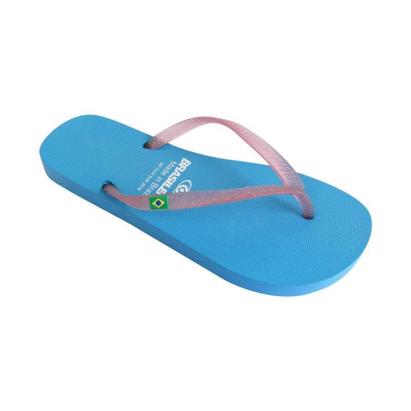 BRASILERAS Damen Flip Flops für den Strand in hellblau und rosa mit Gummisohle