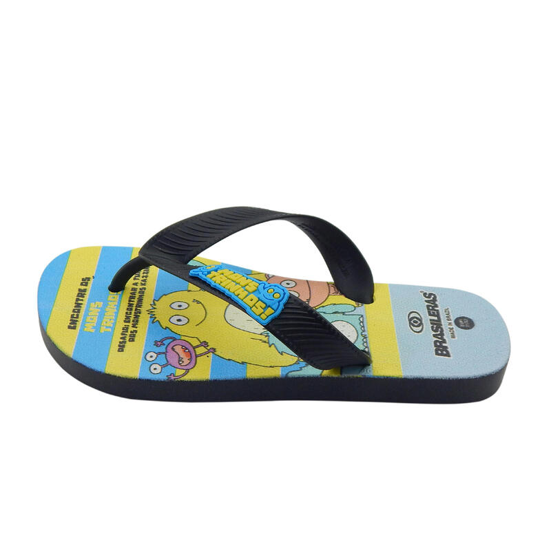 Kinder-Strand-Flip-Flops BRASILERAS in schwarz mit Gummisohle