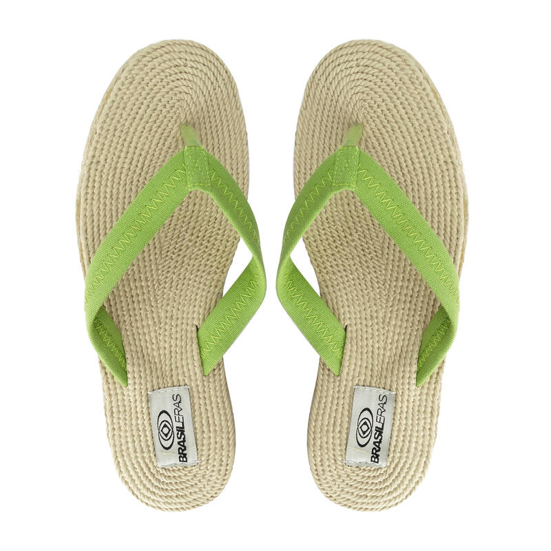 Strandslippers voor dames in groen met rubberen zolen