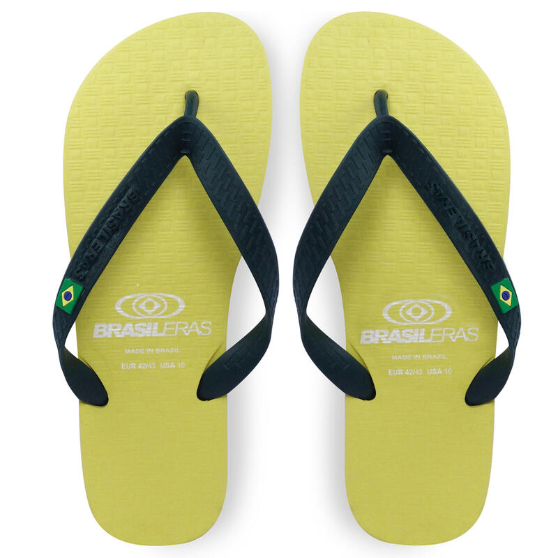 Infradito da spiaggia unisex di colore giallo e verde con suola antiscivolo