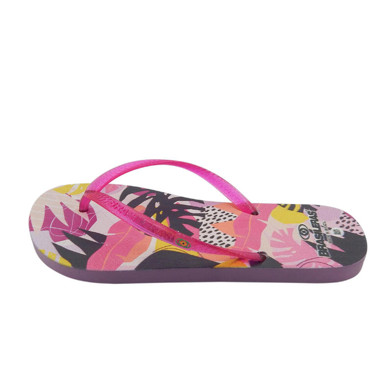 Strandslippers voor dames in fuchsia kleur met rubberen zolen