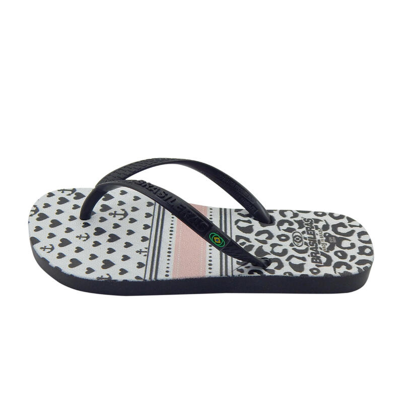 Kinder-Strand-Flip-Flops BRASILERAS in schwarz mit Gummisohle