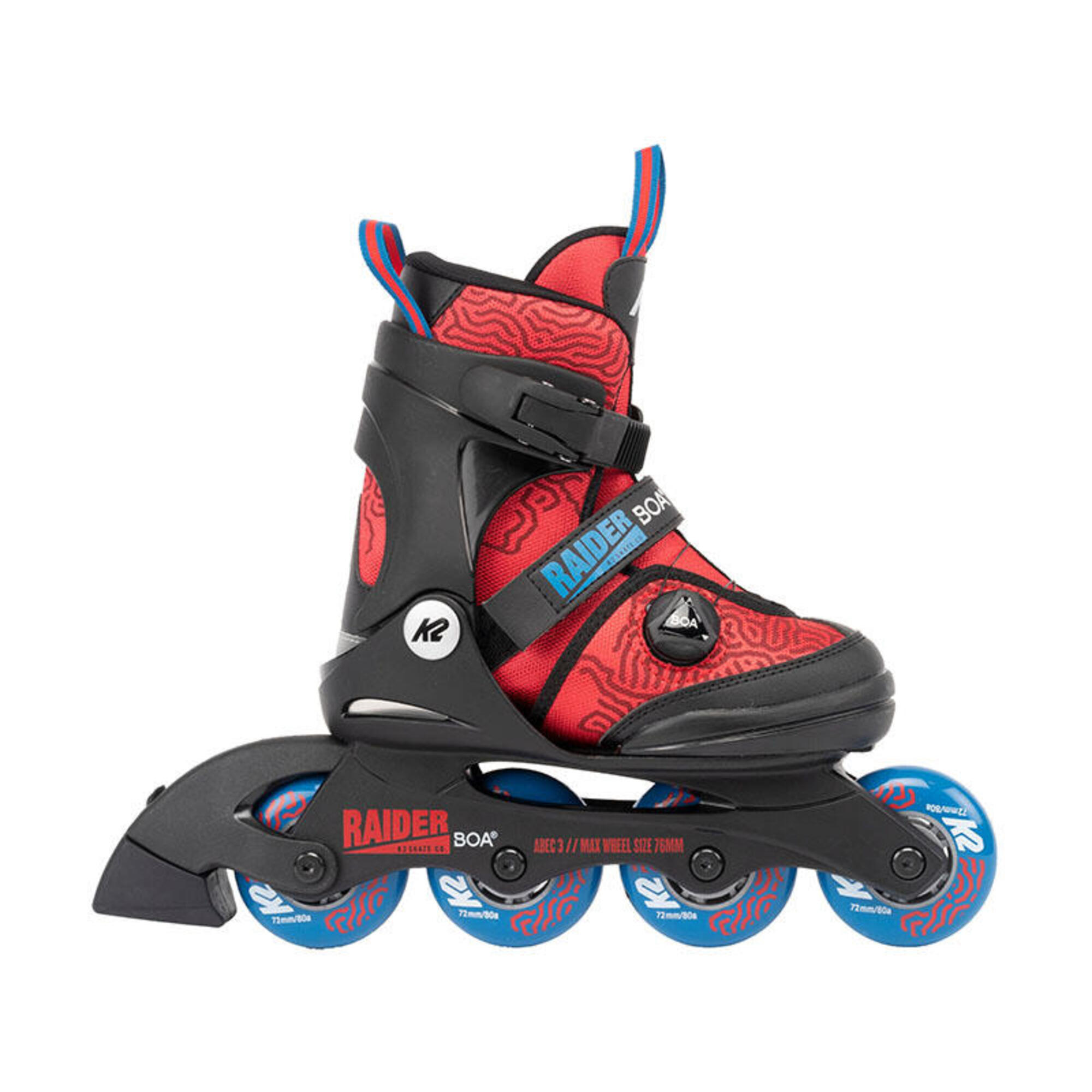 Gyerek állítható gyorsfűzős görkorcsolya - K2 Raider Boa black/red