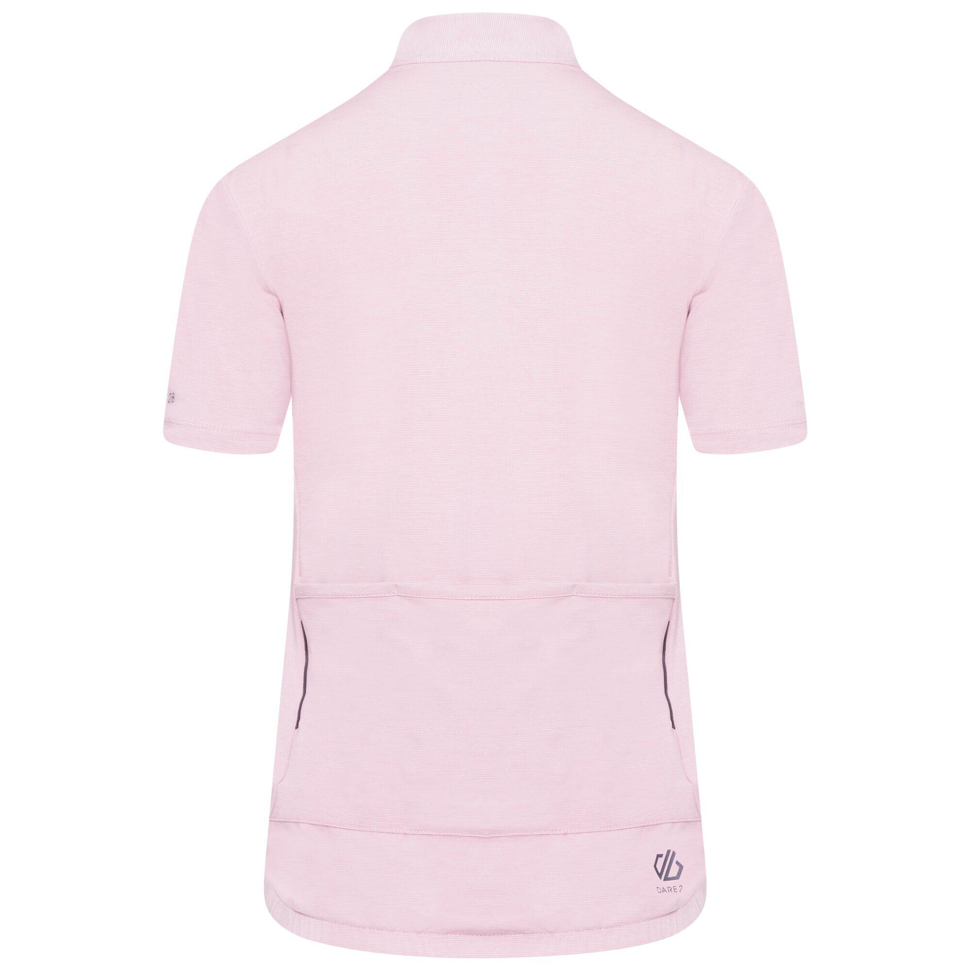 Pedal Through It Women's Fitness Short Sleeve 1/2 Zip Jersey - Powder Pink 3/6