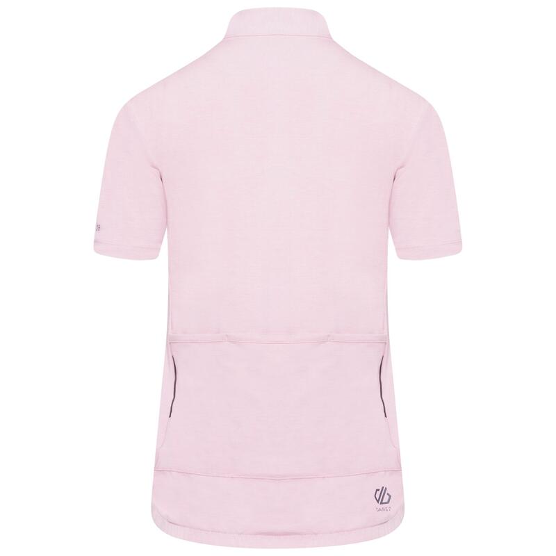 Pedal Through It Kurzärmeliges Fitness-Shirt für Damen Reißverschluss - Pink