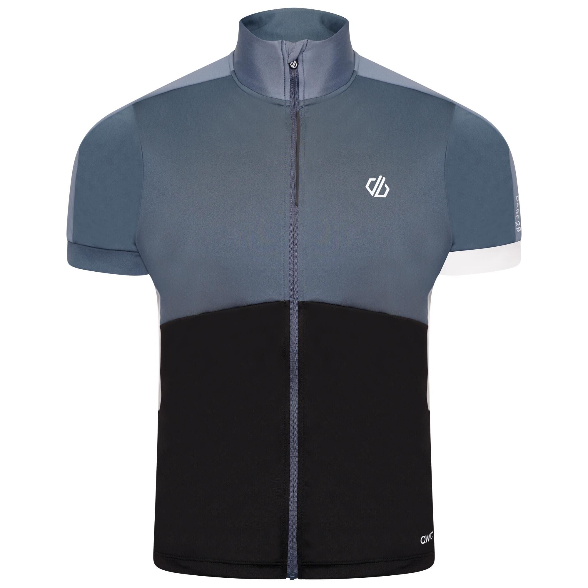 DARE 2B Protraction II Men's Cycling Full Zip Short Sleeve T-Shirt - Black / Grey
