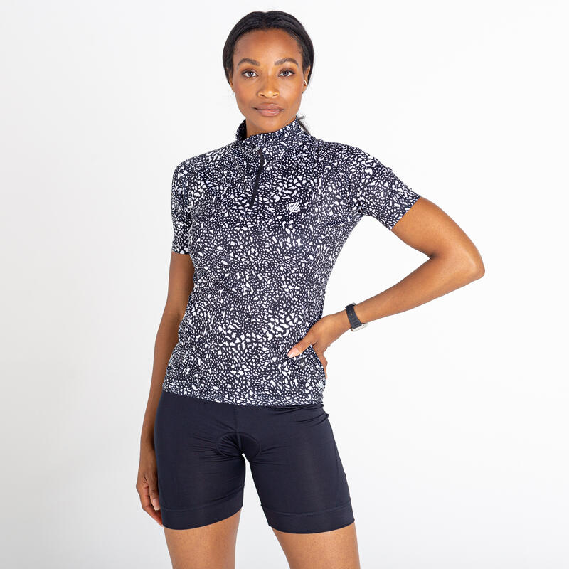 Persist jersey met korte mouwen en 7/8-ventilatierits voor dames - Zwart