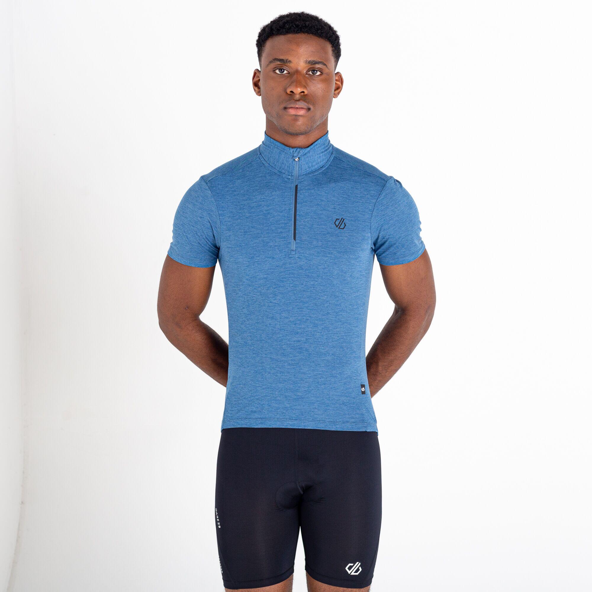 Pedal It Out Men's Cycling 1/2 Zip Short Sleeve T-Shirt - Stellar Blue Marl 4/7
