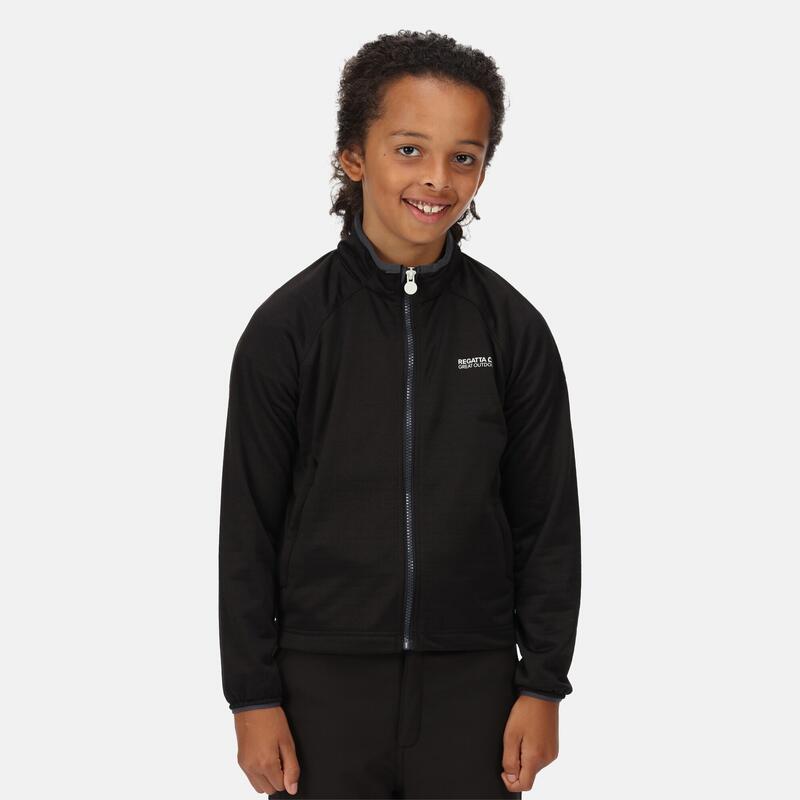 Junior Highton Lite II Walkingfleece für Kinder Reißverschluss - Schwarz