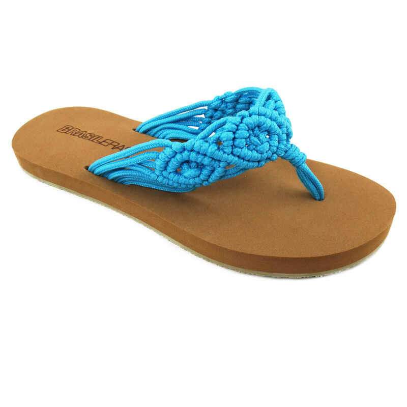 Hellblaue Damen-Flip-Flops für den Strand mit Gummisohle
