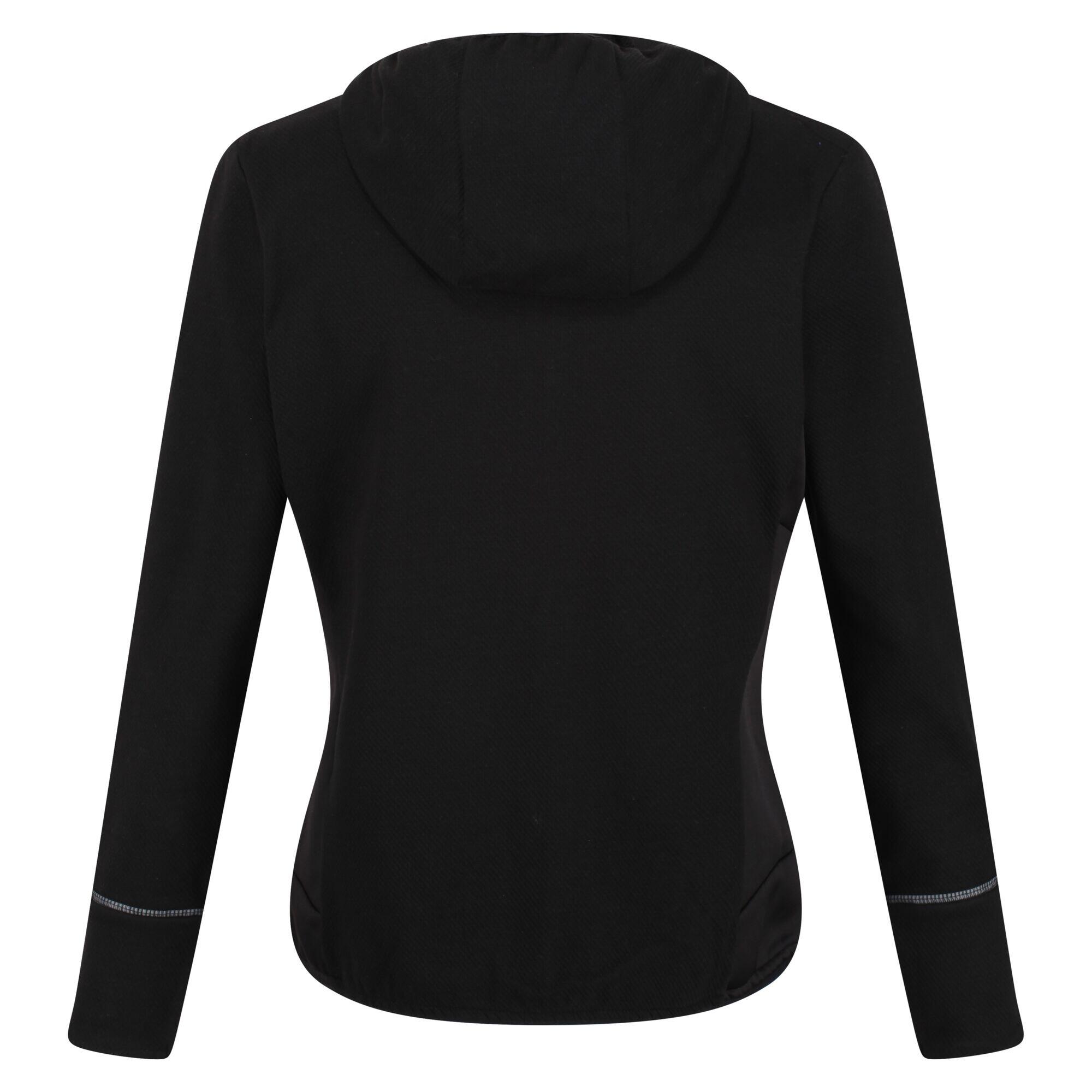 Womens/Ladies Textured Fleece Full Zip Hoodie (Black) 2/5