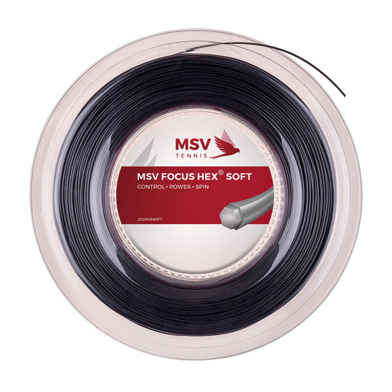 Naciąg do rakiety tenisowej MSV Focus Hex czarny szpula 200 m. 1,18 mm.
