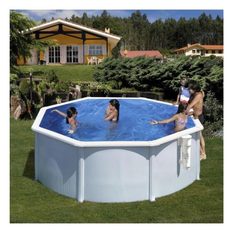 Piscina Desmontável redonda Ø350cm e altura 120cm em aço branco GRE Bora Bora