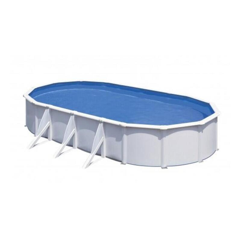 Piscina Desmontável ovala 730x375cm e altura 120cm em aço branco GRE Fidji