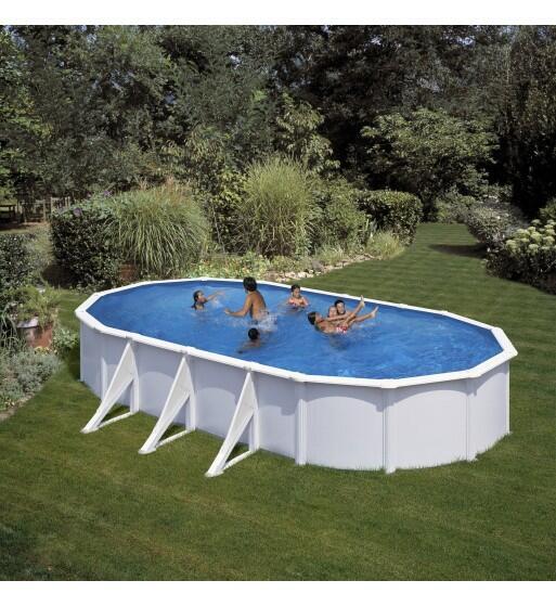 Piscina Desmontável oval 730 x 375cm x 132cm em aço branco GRE Atlantis