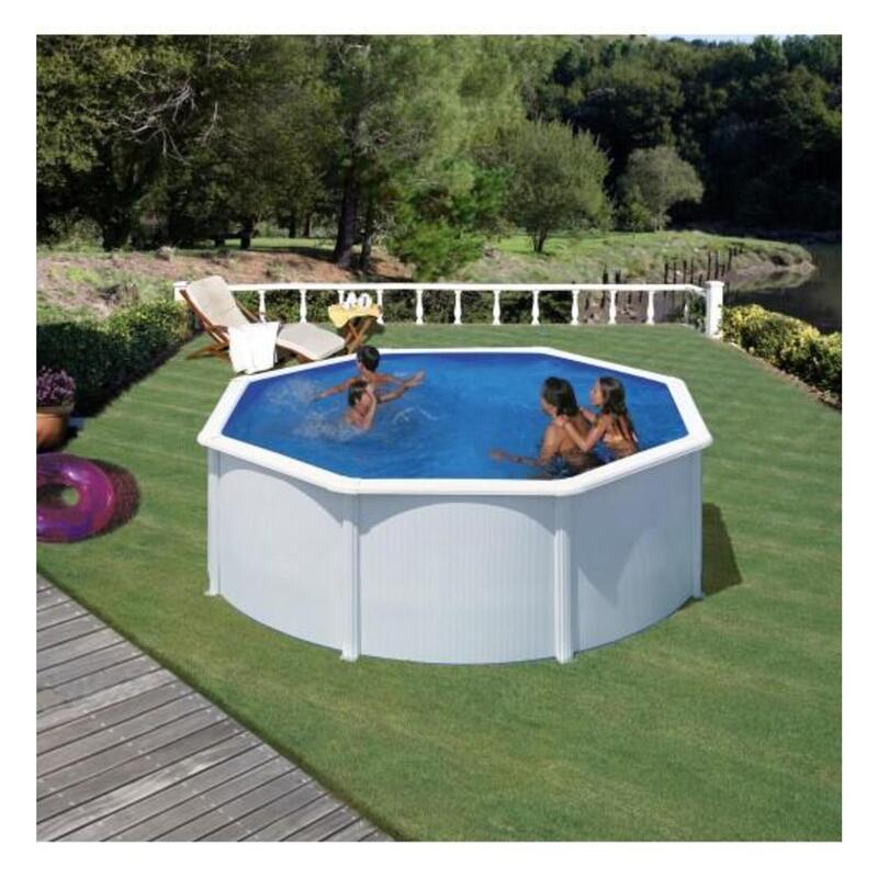 Piscina desmontável redonda Ø 460cm e altura 120cm em aço branco GRE Fidji