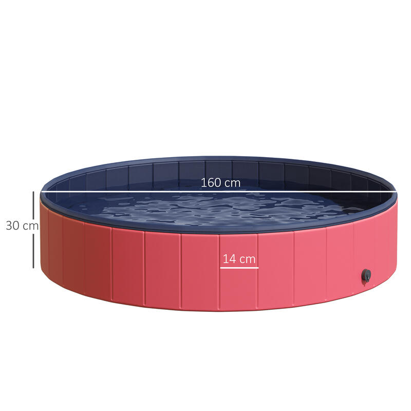 Piscina para Cães Dobrável 160x160x30 cm Vermelho e Azul PawHut