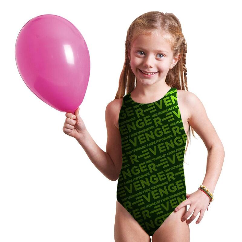 Costume tecnico intero bambina piscina Nuoto Classico R-evenge verde acido