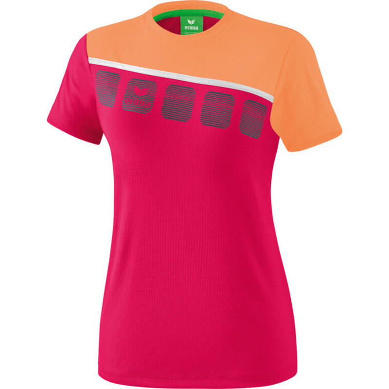 T-shirt 5-C femmes polyester rose/orange