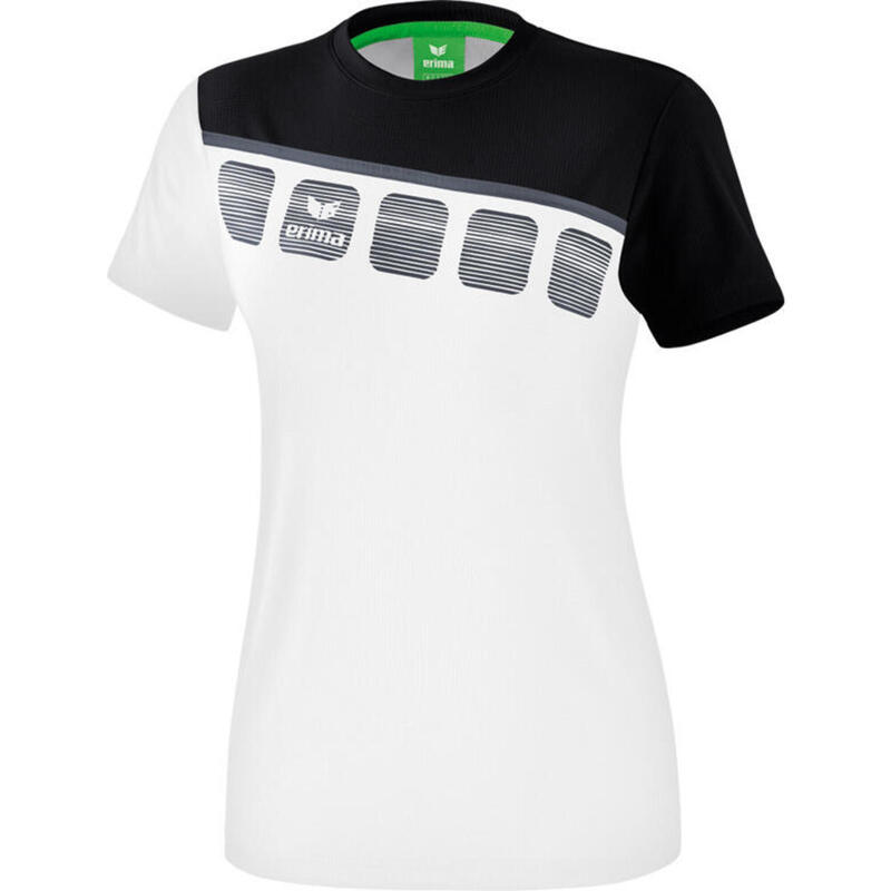 T-shirt 5-C femmes polyester/mesh blanc/noir
