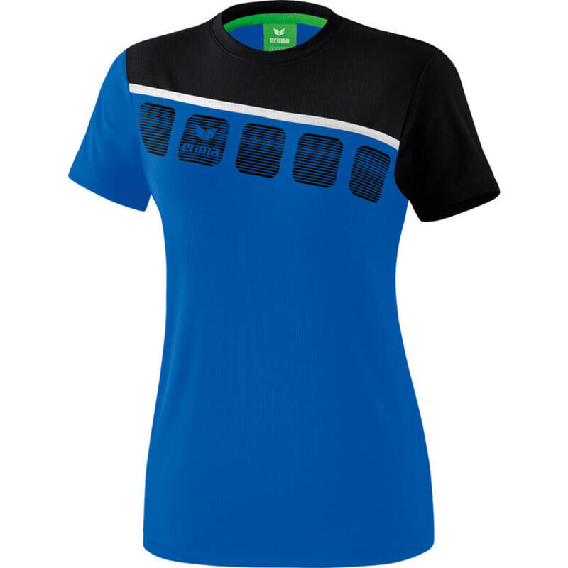 T-shirt 5-C femmes polyester/mesh bleu/noir
