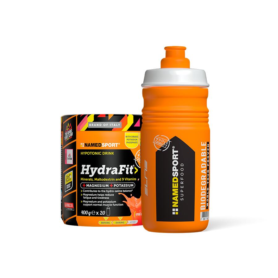 BEBIDA HIPOTÓNICA HYDRAFIT> 400G + SPORTBOTTLE HYDRA2PRO 2020