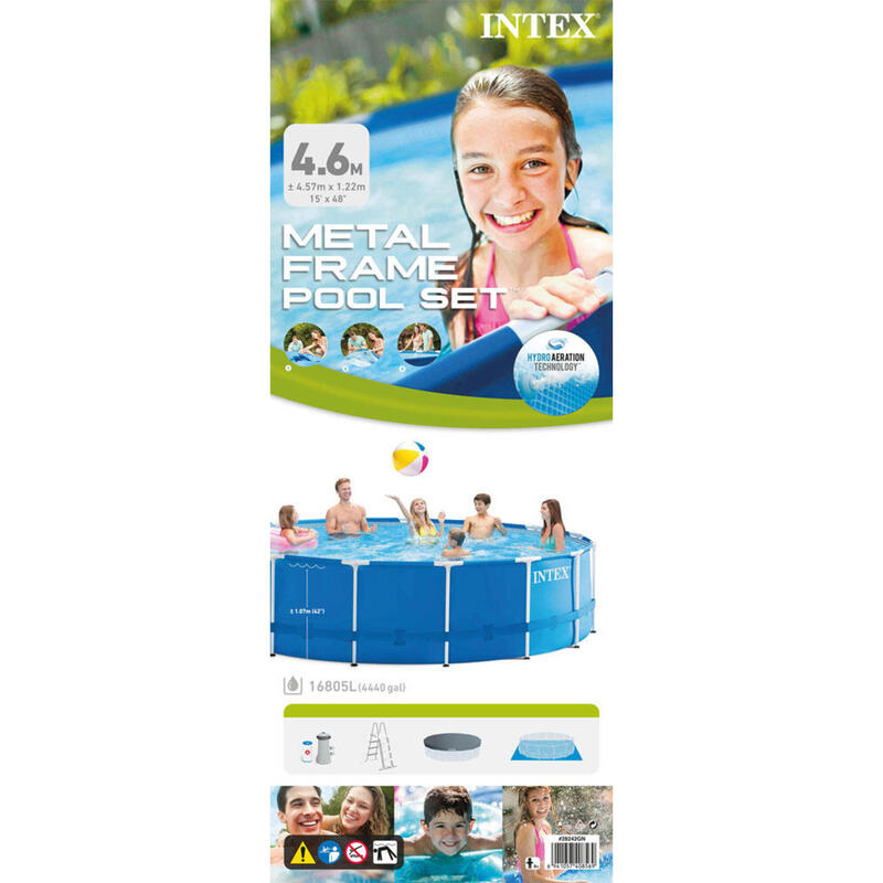 Intex - Metal Frame - Piscine avec accessoires - 457x122 cm