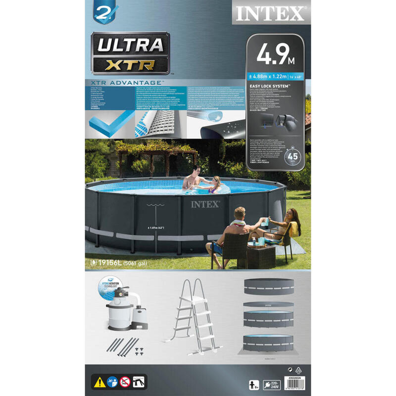 488 x 122 cm Intex Ultra XTR Frame zwembad set rond