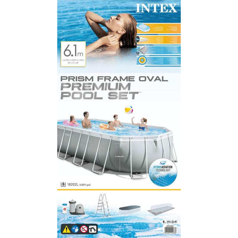 Intex Prism Frame zwembad set ovaal 610 x 305 x 122 cm