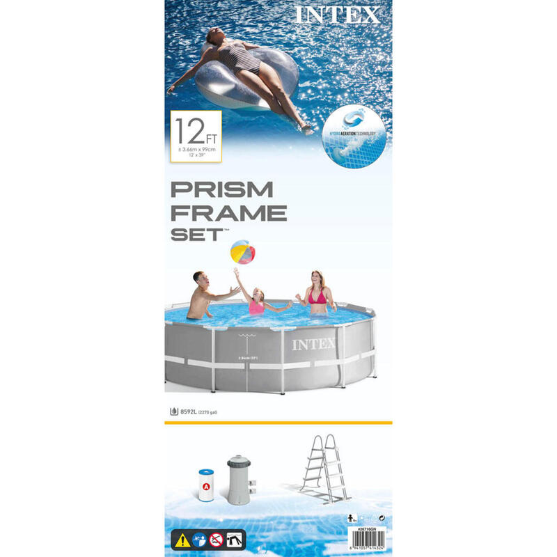 Pool - Intex - Prism Frame - Pool mit Filterpumpe und Badeleiter - 366x99 cm