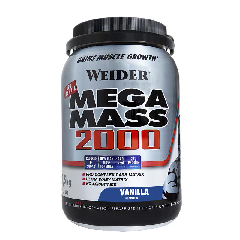 Weider - Weider Mega Mass 2000 1,5 Kg - Crecimiento Muscular -  Sabor: Vainilla