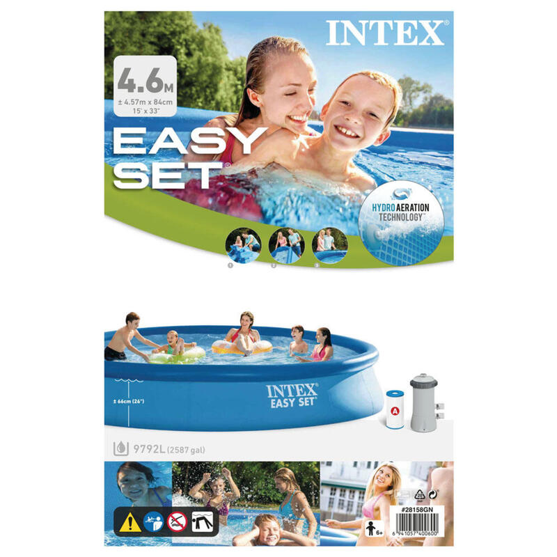 Intex - Easy Set - Piscine avec pompe de filtration - 457x84 cm