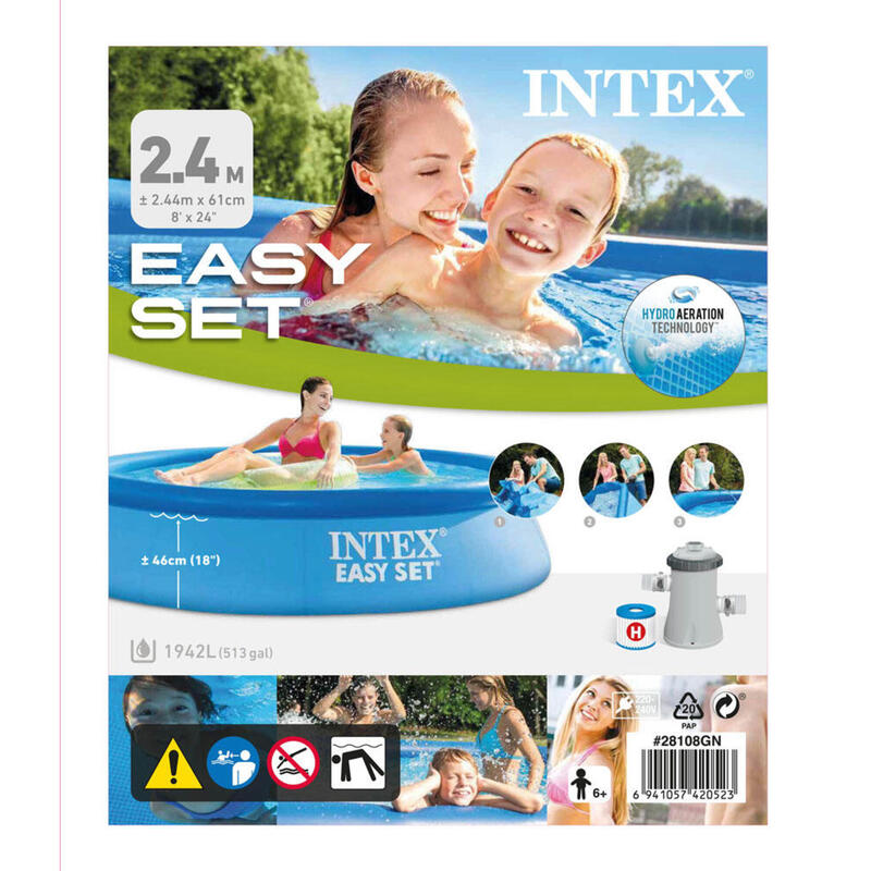 Intex - Easy Set - Piscine avec pompe de filtration - 244x61 cm