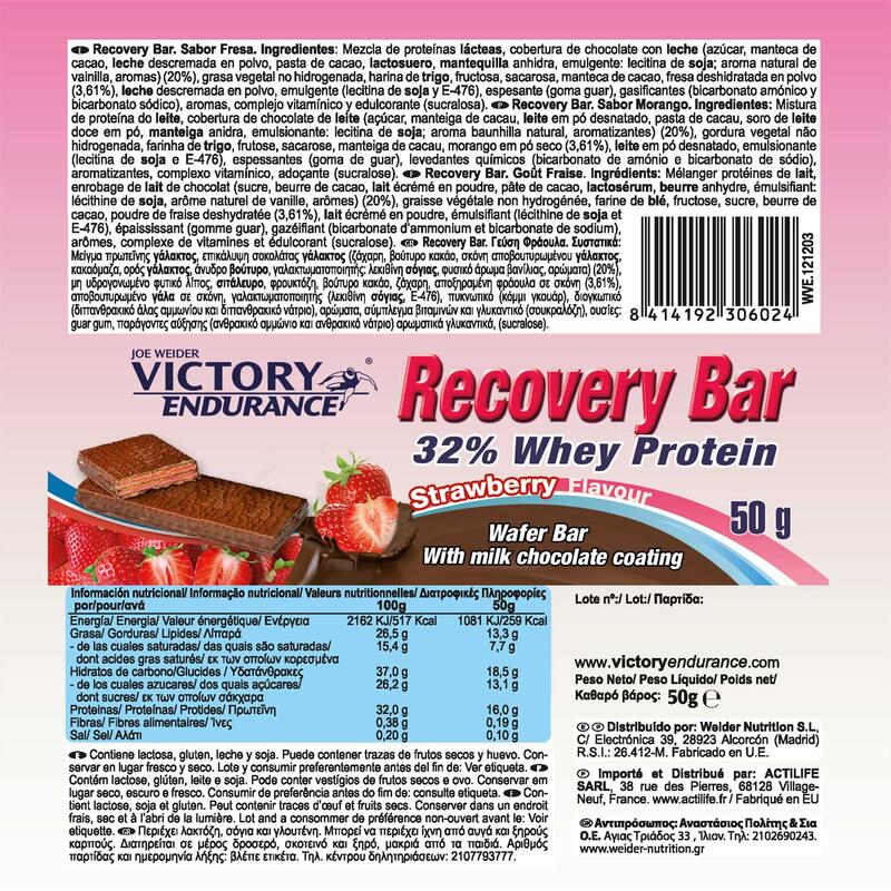 Victory Endurance - Recovery Bar 32% Whey Protein - 12 barritas x 50 gr -  Sabor