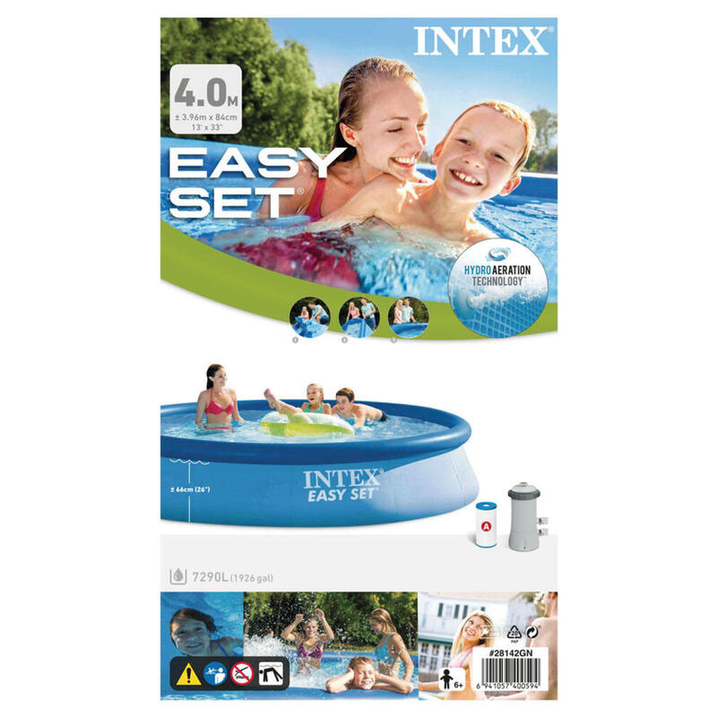 Intex - Easy Set - Piscine avec pompe de filtration - 396x84 cm