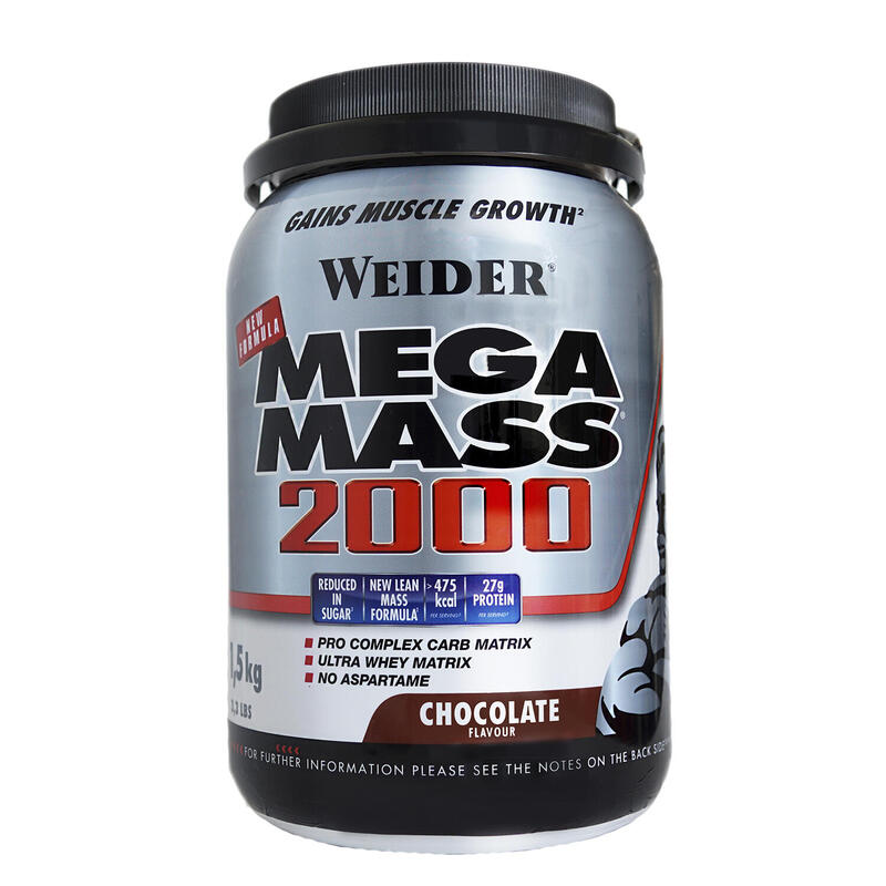 Weider - Weider Mega Mass 2000 1,5 Kg - Crecimiento Muscular -  Sabor: Chocolate