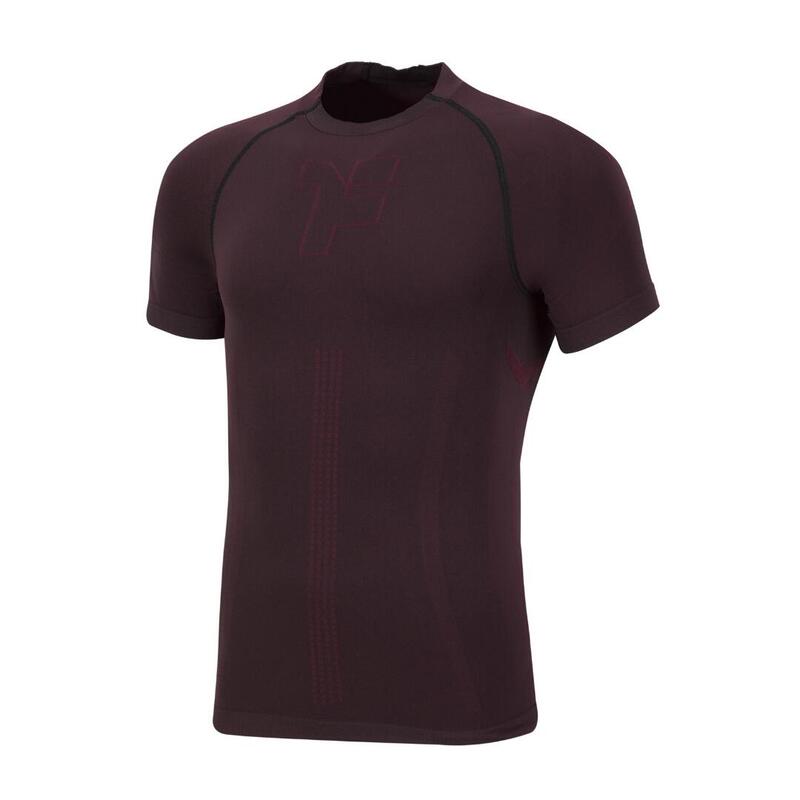 Seamless T‐shirt met korte mouw Bordeaux Rood/Lime Fyke