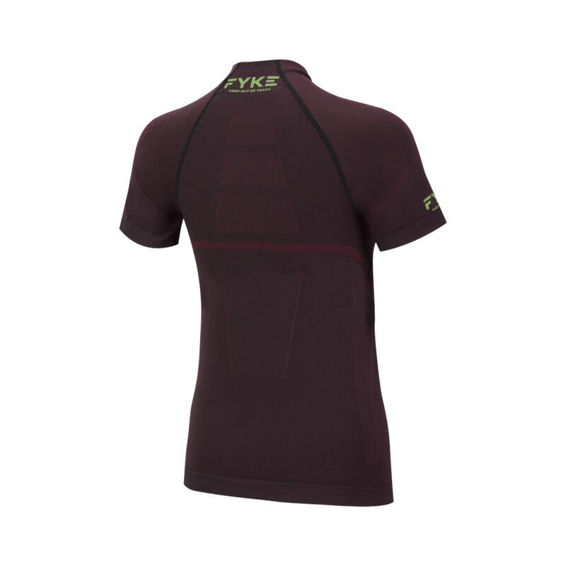 Seamless T‐shirt met korte mouw Bordeaux Rood/Lime Fyke