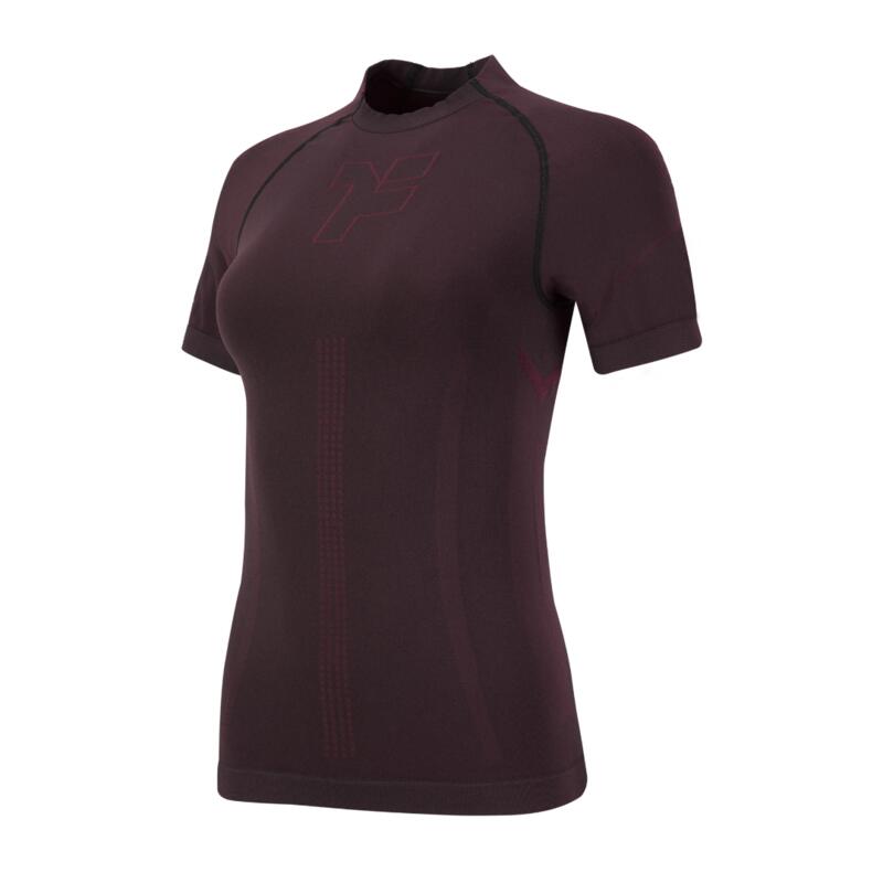 Seamless T‐shirt met korte mouw Bordeaux Rood/Lime Fyke