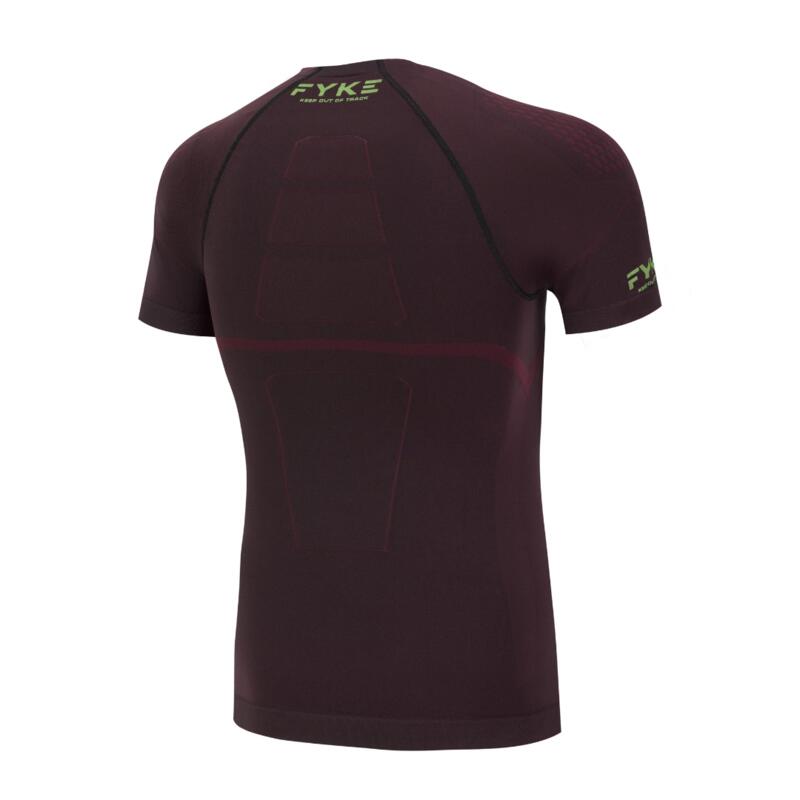 Seamless T‐shirt met korte mouw Bordeaux Rood/Lime Fyke