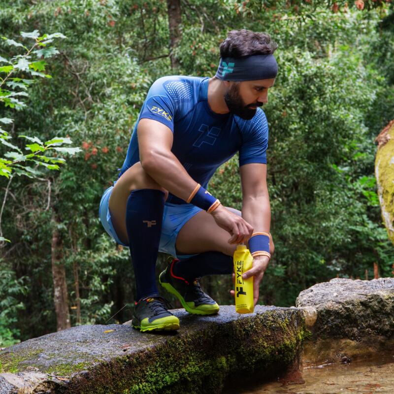 Chemise unisexe à manches courtes Boost Pro Fyke bleu/jaune