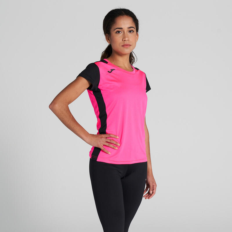 Maillot manches courtes Fille Joma Record ii rose fluo noir